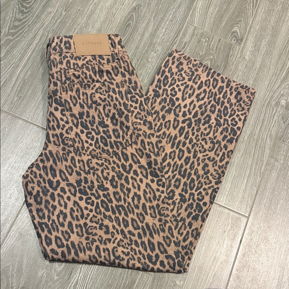 Express Denim - Express Leopard relaxed straight low rise 2 long tall